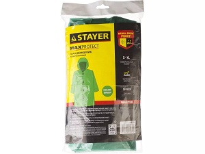 Плащ-дождевик STAYER полиэтиленовый, зеленый цвет, универсальный размер S-XL